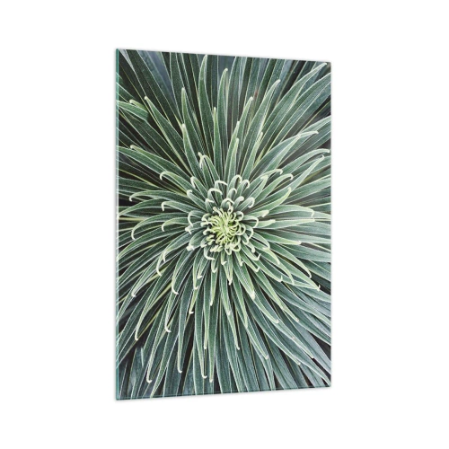 Glasbild - Bild auf glas - Symmetrische Anordnung grüner Blätter, die einem Stern ähneln - 70x100cm - Ein Star ist geboren - Moderne Wanddekoration für Wohnzimmer und Schlafzimmer ARTTOR