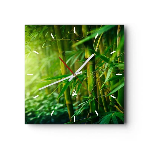 Wanduhr - Glasuhr - Lerne Grün selbst kennen - 40x40 cm