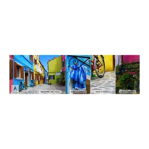 Fototapeten Muster Selbstklebend Deluxe Sticker - Pastell, süße Gasse - Stadt, Fahrräder, Gasse - 100x30 cm