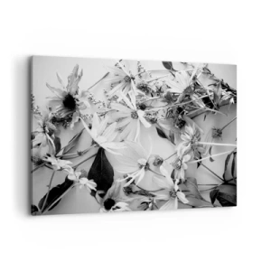 Bild auf Leinwand - Leinwandbild - Schwarz-weiße Blumenarrangements in dezentem Kunststil - 100x70cm - Kein Blumenstrauß - Moderne Wanddekoration für Wohnzimmer und Schlafzimmer ARTTOR