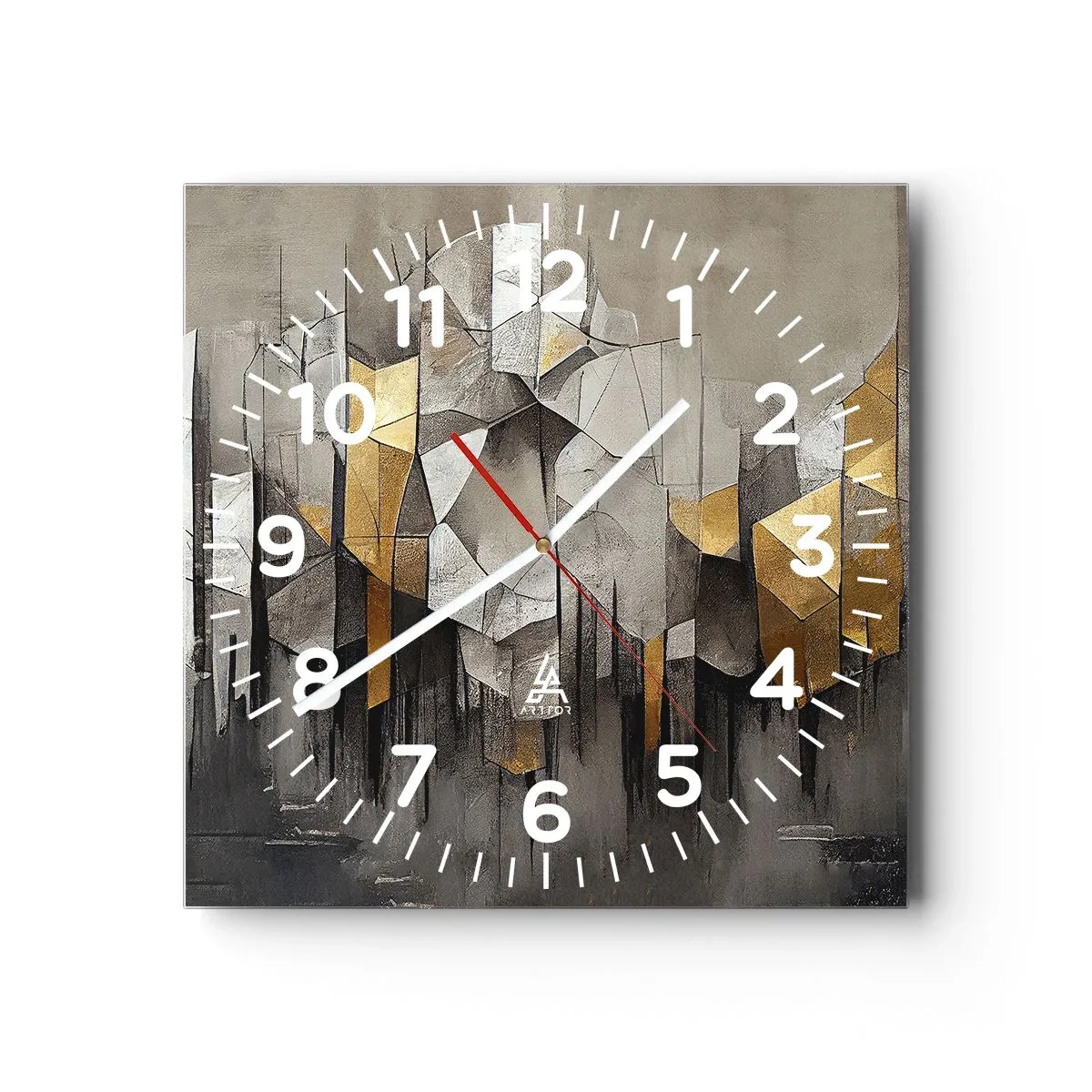 Wanduhr - Glasuhr - Komposition aus Eis und Licht - 40x40 cm