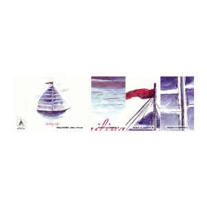 Fototapetenmuster Standard Eco - Volle Segel und ruhiges Wasser - Segelboot, Strand, Meer - 100x30 cm
