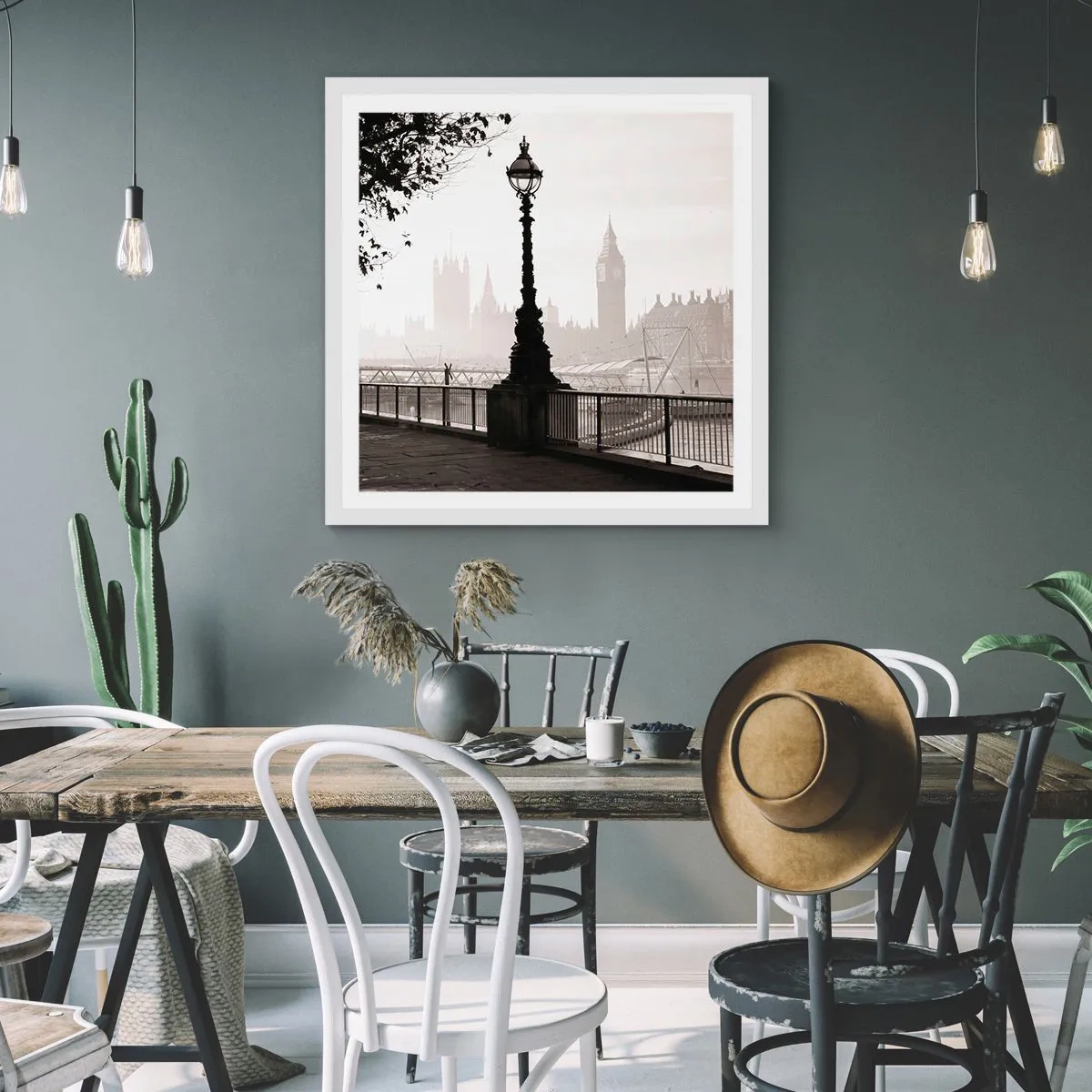 Poster in einem weißen Rahmen - Londoner Morgen - 30x30 cm