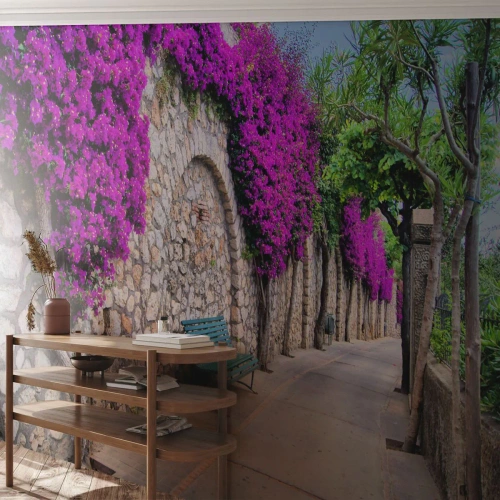 Fototapete Standard Eco - Lass uns so schnell wie möglich treffen - Stadt, Blumen, Italien - 400x280 cm