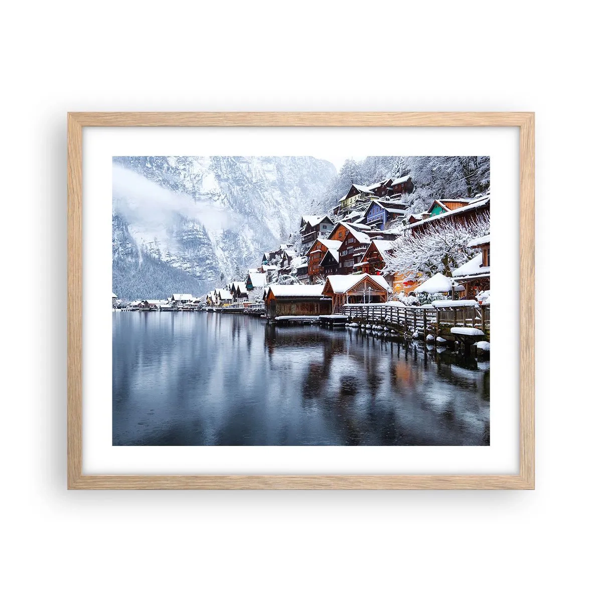 Poster in einem Rahmen aus heller Eiche - In winterlicher Dekoration - 50x40 cm