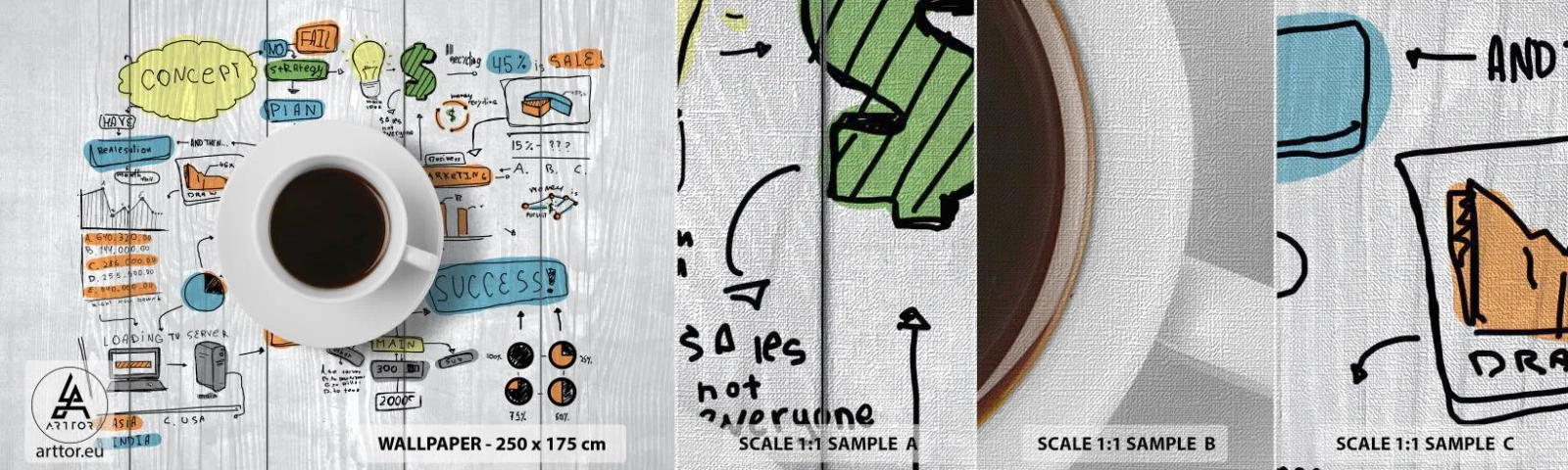 Fototapeten Muster Premium Canvas - Zeit für eine Pause - Grafik, Kaffee, Espresso - 100x30 cm