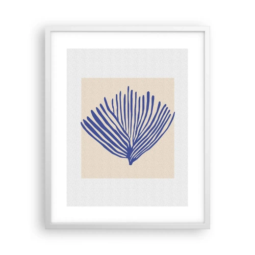Poster in einem weißen Rahmen - Blauer Fächer - 40x50 cm
