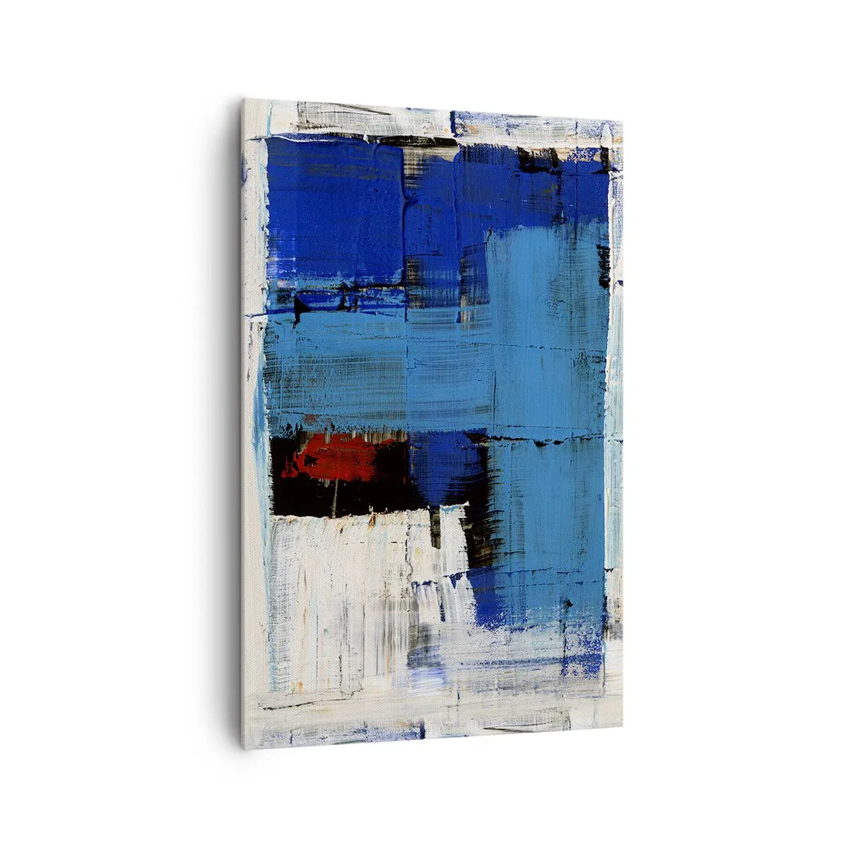 Bild auf Leinwand - Leinwandbild - Abstrakte Komposition in Blau- und Weißtönen - 80x120cm - Geheimnis ist blau - Moderne Wanddekoration für Wohnzimmer und Schlafzimmer ARTTOR