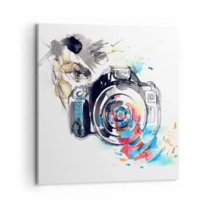 Bild auf Leinwand - Leinwandbild - Im Auge der Linse - 60x60 cm