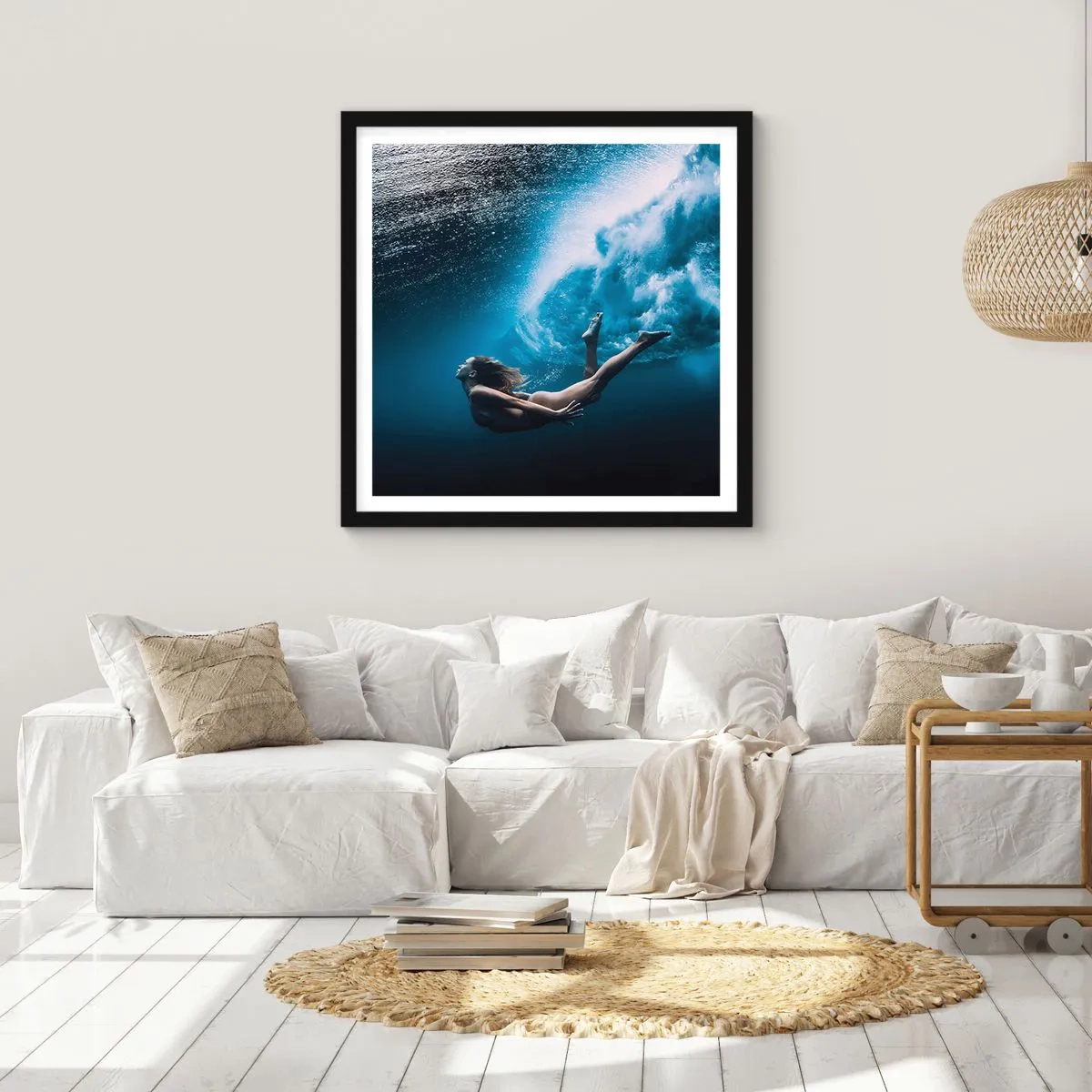 Poster in einem schwarzem Rahmen - Moderne Meerjungfrau - 30x30 cm