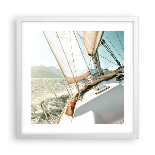 Poster in einem weißen Rahmen - Unter vollen Segeln - 40x40 cm