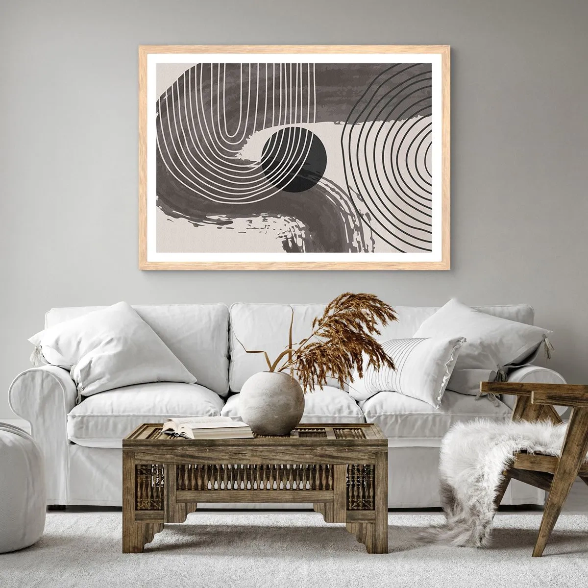 Poster in einem Rahmen aus heller Eiche - Oval gewinnt - 91x61 cm