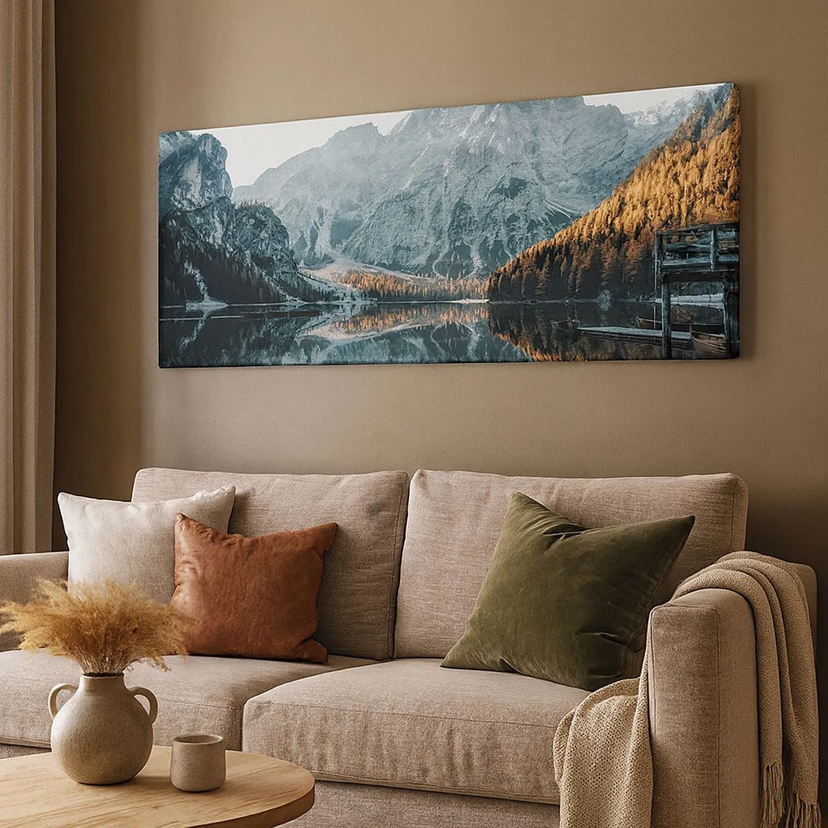Bild auf Leinwand - Leinwandbild - Spiegellandschaft - 100x40 cm
