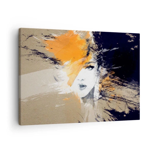 Bild auf Leinwand - Leinwandbild - Abstraktes Frauenporträt mit intensiven Farben - 70x50cm - Und es ist Licht - Moderne Wanddekoration für Wohnzimmer und Schlafzimmer ARTTOR