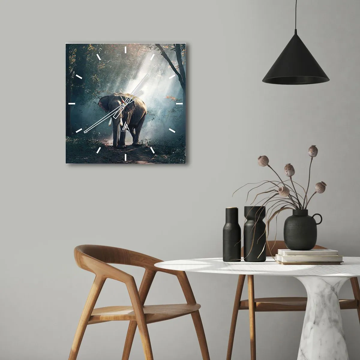 Wanduhr - Glasuhr - Ein gemütlicher Spaziergang - 40x40 cm