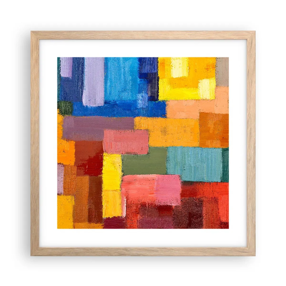 Poster in einem Rahmen aus heller Eiche - Jeder ist anders, alle bunt - 40x40 cm
