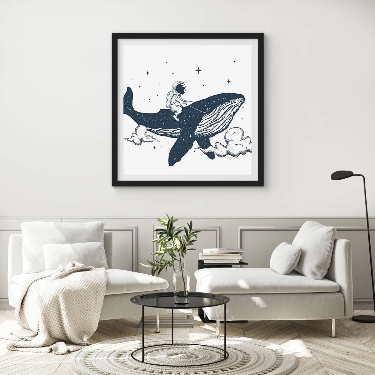 Poster in einem schwarzem Rahmen - Weltraumabenteuer - 60x60 cm