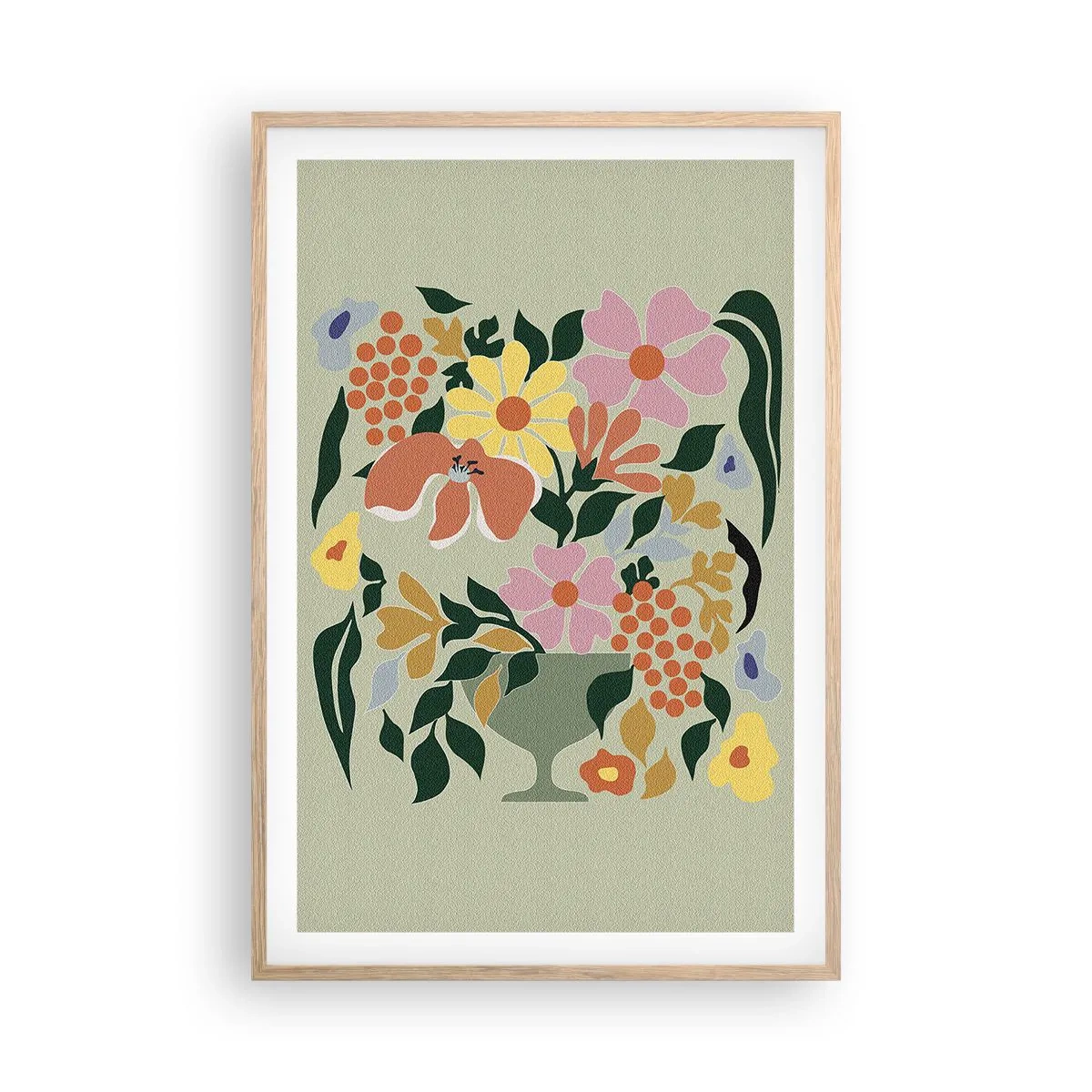 Poster in einem Rahmen aus heller Eiche - Strauß voller Leben - 61x91 cm