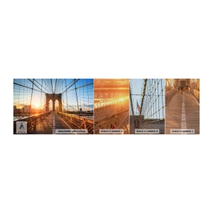 Fototapeten Muster Premium Canvas - Auf der goldenen Brücke - New York, Brooklyn Brücke, Die Architektur - 100x30 cm