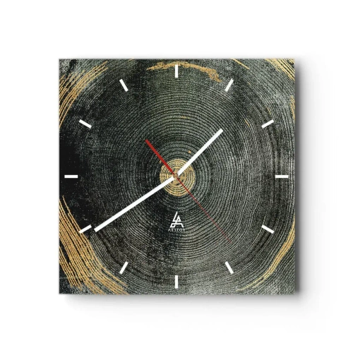 Wanduhr - Glasuhr - Konzentrische Kreise mit goldenen Akzenten - 30x30cm - Veränderung und Beständigkeit - Moderne Wanddekoration für Wohnzimmer und Schlafzimmer ARTTOR