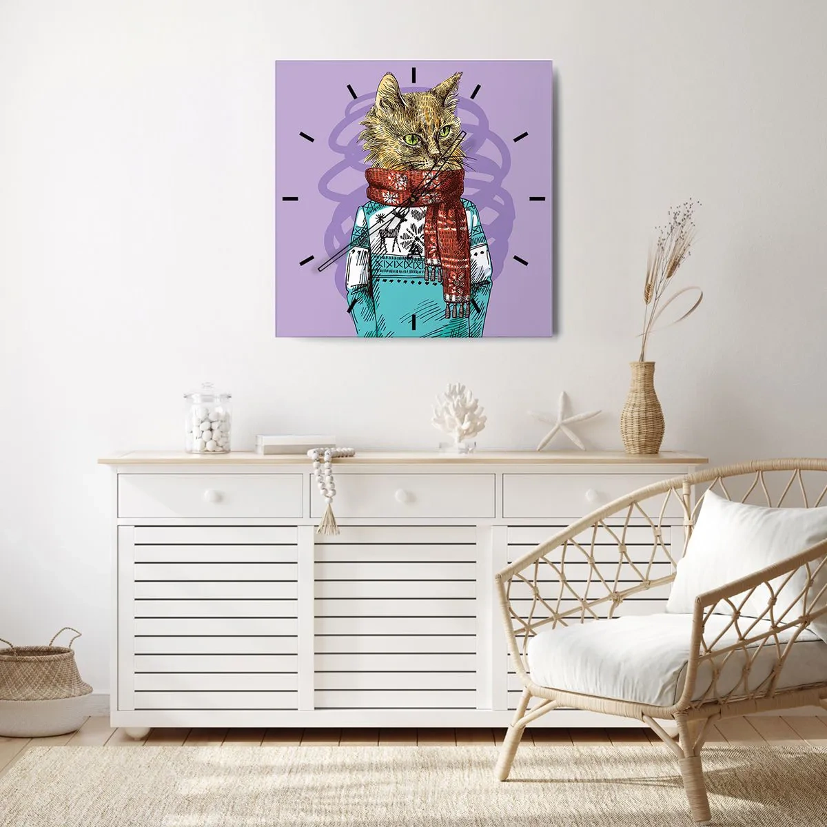 Wanduhr - Glasuhr - Die Katze nicht nur in Schuhen - 40x40 cm