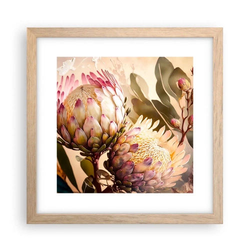 Poster in einem Rahmen aus heller Eiche - Zärtlich umarmt - 30x30 cm