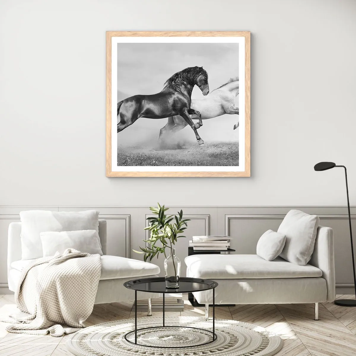 Poster in einem Rahmen aus heller Eiche - Engel und Dämonen - 30x30 cm