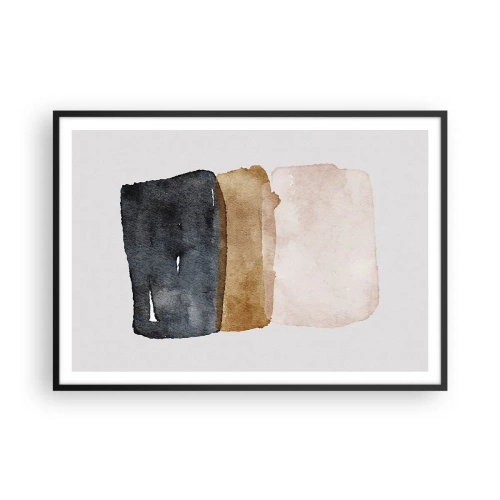 Poster in einem schwarzem Rahmen - Eine minimalistische Komposition aus drei Rechtecken in Erdtönen. - 100x70cm - Die Komposition der Farben der Erde - Moderne Wanddekoration für Wohnzimmer und Schlafzimmer ARTTOR