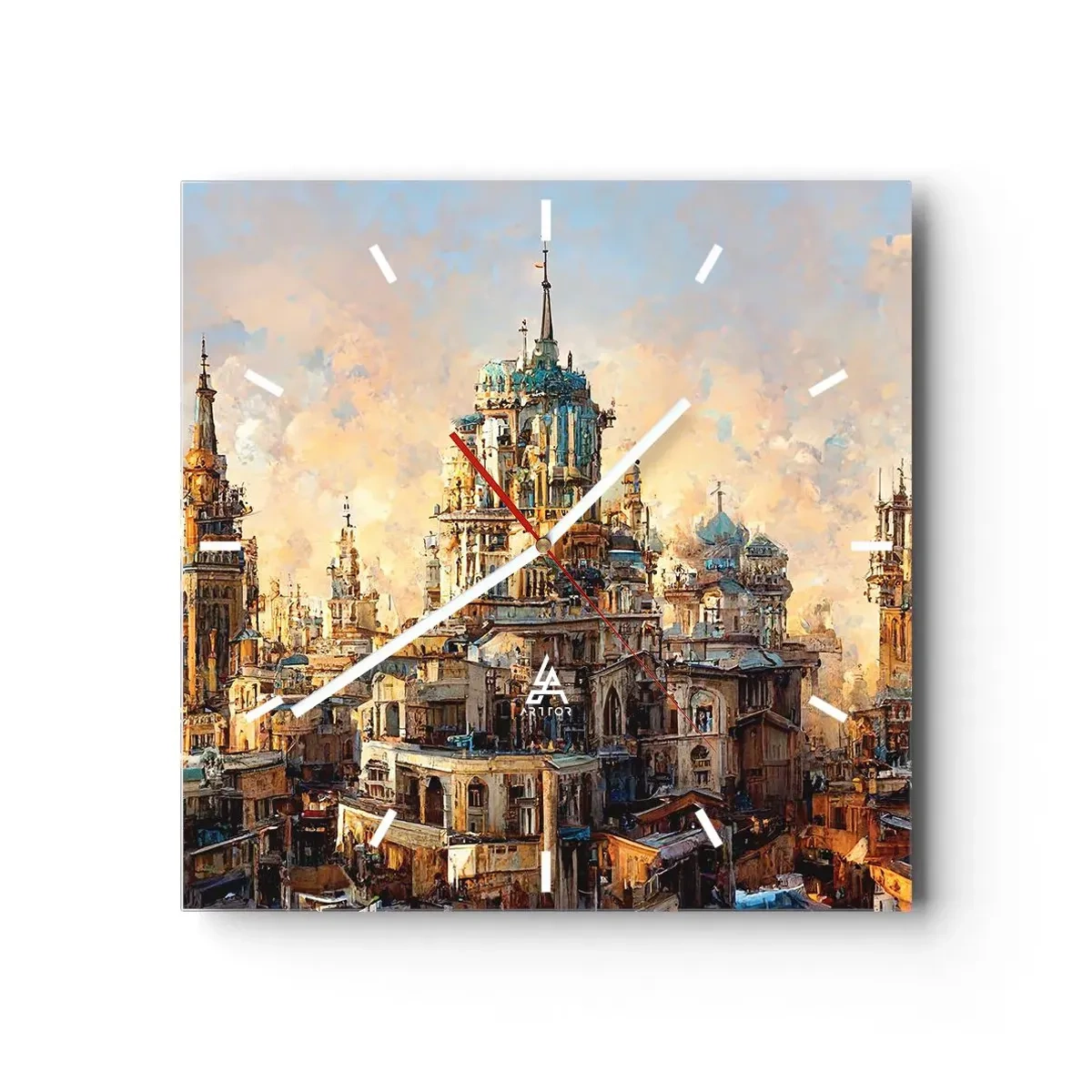Wanduhr - Glasuhr - Stadt der Städte - 40x40 cm