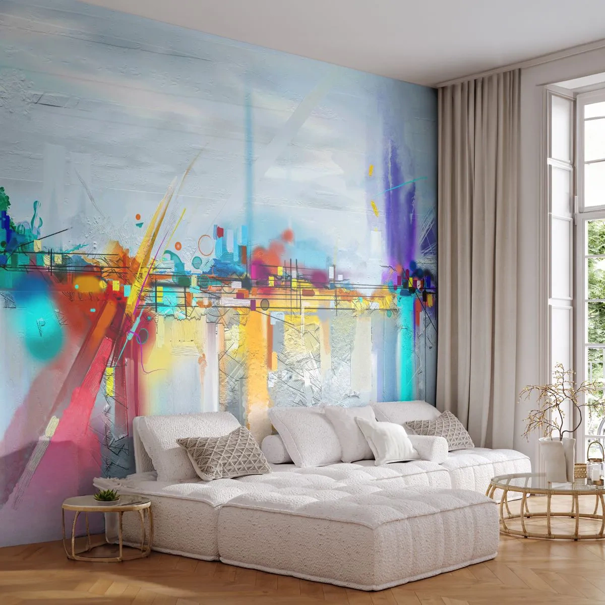 Fototapete Standard Eco - Freudenbrücke über den Fluss des Lebens - Abstraktion, Stück, Surrealismus - 200x140 cm