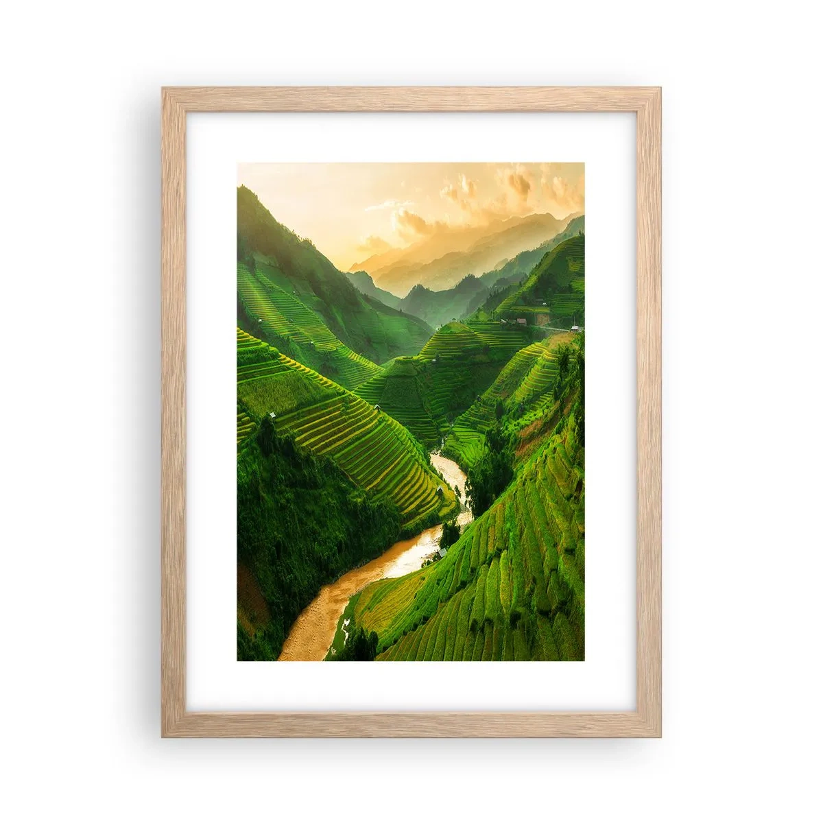 Poster in einem Rahmen aus heller Eiche - Vietnamesisches Tal - 30x40 cm