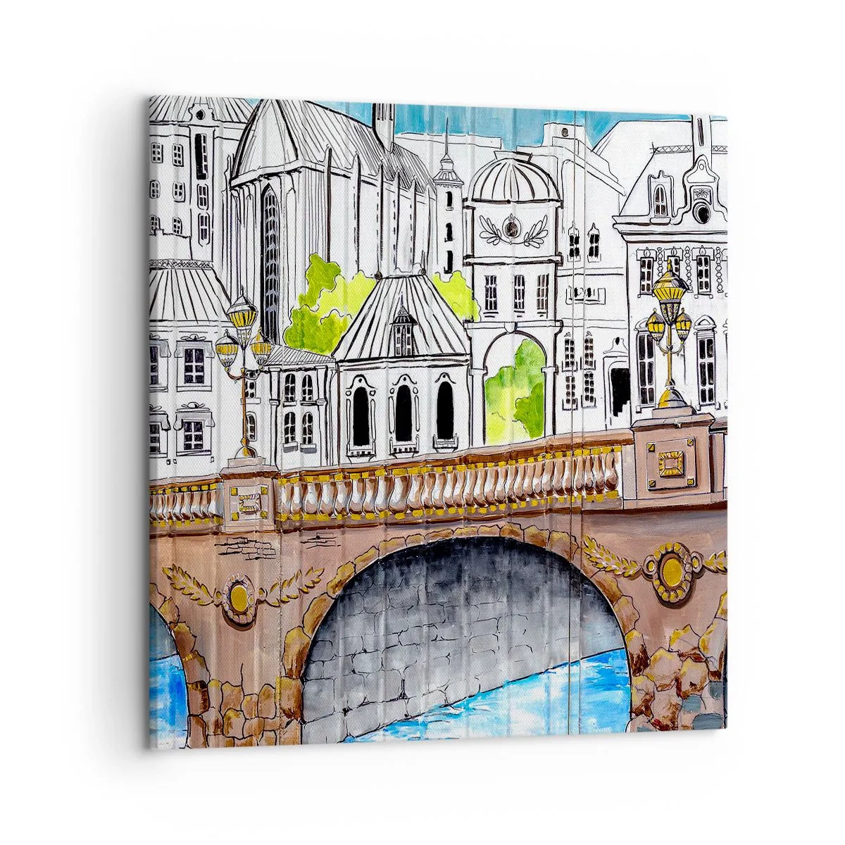 Bild auf Leinwand - Leinwandbild - Die Stadt ist gemalt - 50x50 cm