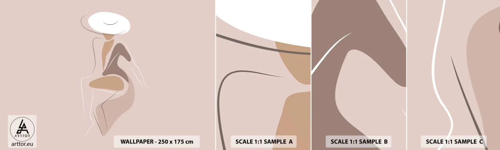 Fototapetenmuster Standard Eco - Eine Dame sein - Grafik, Frau, Frau, In, A, Hat - 100x30 cm