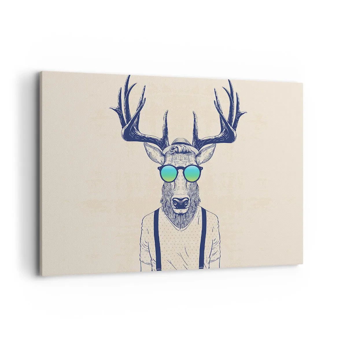 Bild auf Leinwand - Leinwandbild - Stilisierter Hirsch mit Sonnenbrille - 120x80cm - Wen hast du erwartet? - Moderne Wanddekoration für Wohnzimmer und Schlafzimmer ARTTOR