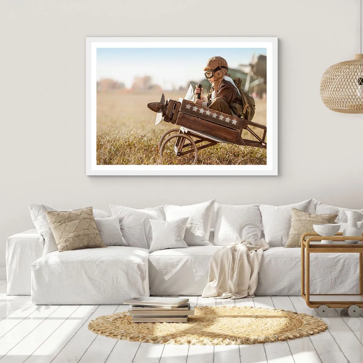 Poster in einem weißen Rahmen - Start in Richtung eines Traums - 70x50 cm