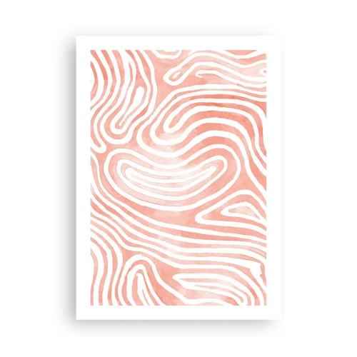 Poster - Abstrakte Linien in Lachs- und Weißtönen - 50x70cm - Im Korallenlabyrinth - Moderne Wanddekoration für Wohnzimmer und Schlafzimmer ARTTOR