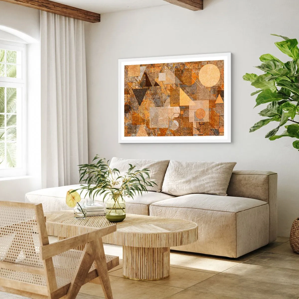 Poster in einem weißen Rahmen - Eine kubistische Studie aus Bronze - 40x30 cm