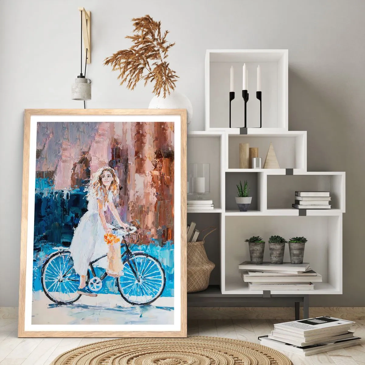 Poster in einem Rahmen aus heller Eiche - Freude am Morgen - 40x50 cm