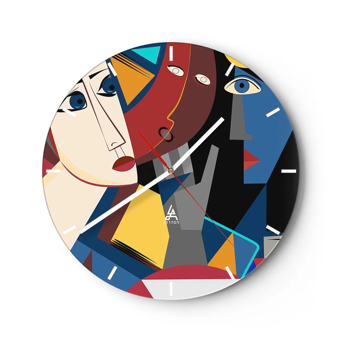 Wanduhr - Glasuhr - Gespräch zwischen Kubisten - 40x40 cm