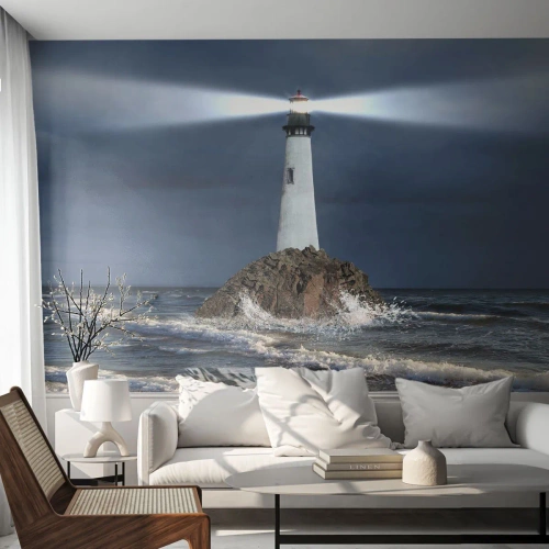 Selbstklebende Fototapete Deluxe Sticker - Hier... hier... hier! - Landschaft, Leuchtturm, Insel - 300x210 cm