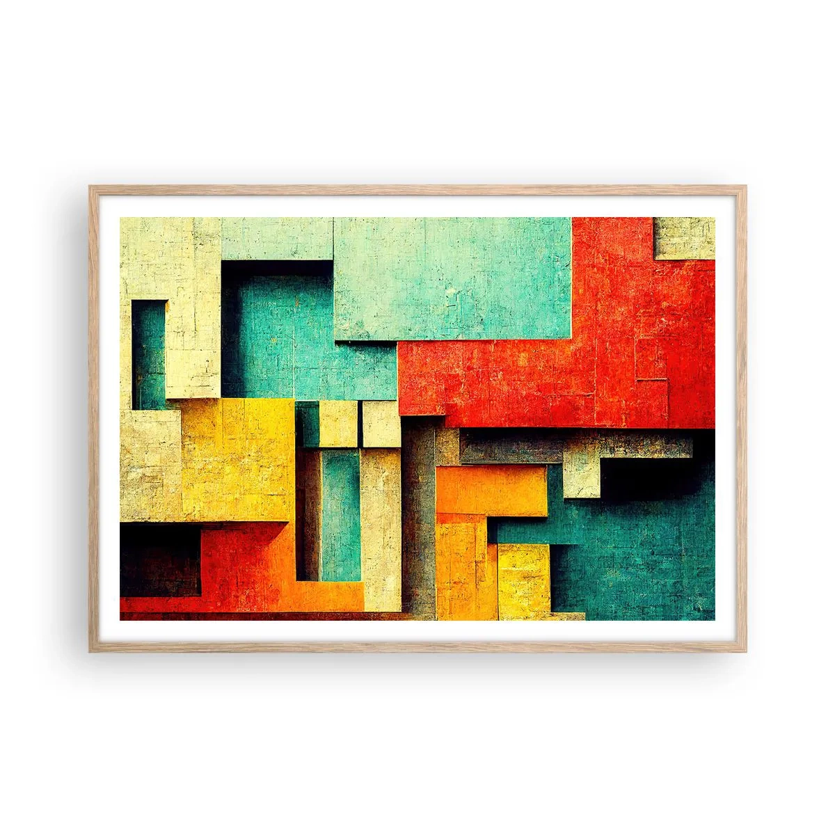 Poster in einem Rahmen aus heller Eiche - Festival der rechten Winkel - 100x70 cm
