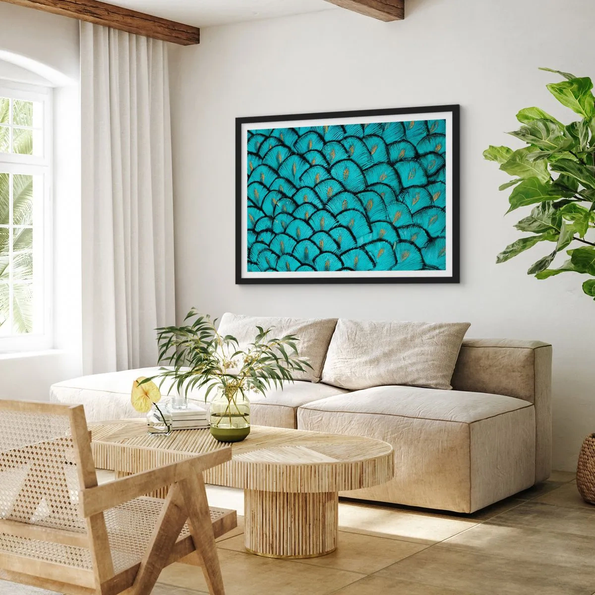 Poster in einem schwarzem Rahmen - Große Federgala - 50x40 cm
