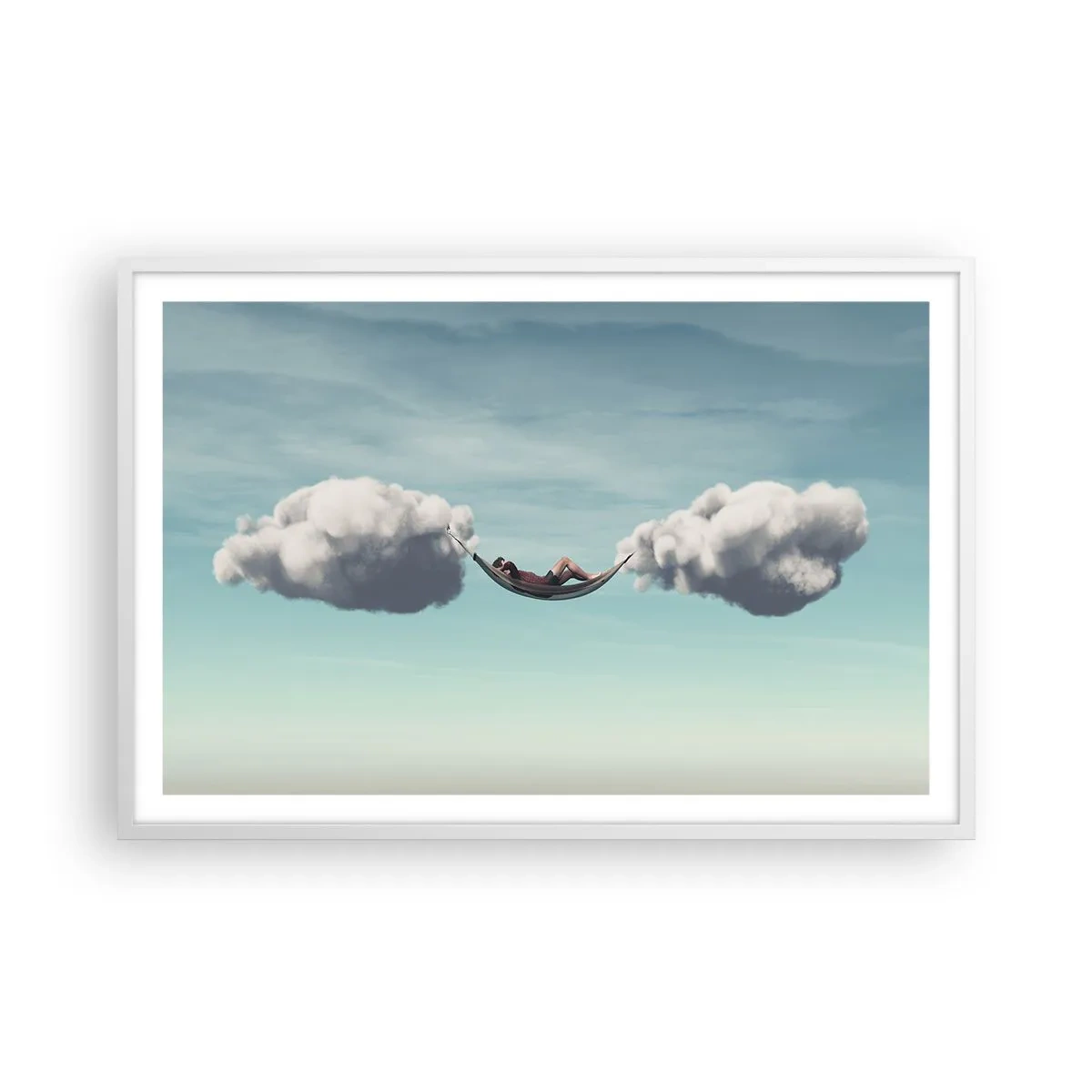 Poster in einem weißen Rahmen - Die Behaglichkeit des Augenblicks - 91x61 cm