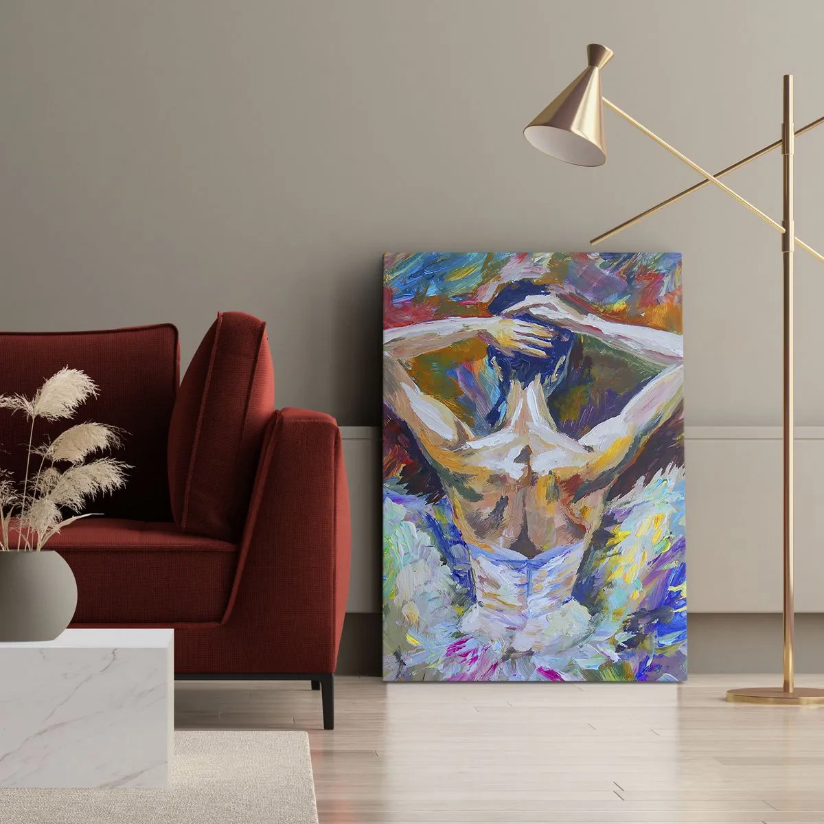 Bild auf Leinwand - Leinwandbild - Eine Ballerina in dynamischen Farben und malerischem Ausdruck - 50x70cm - Es kann alles sein - Moderne Wanddekoration für Wohnzimmer und Schlafzimmer ARTTOR