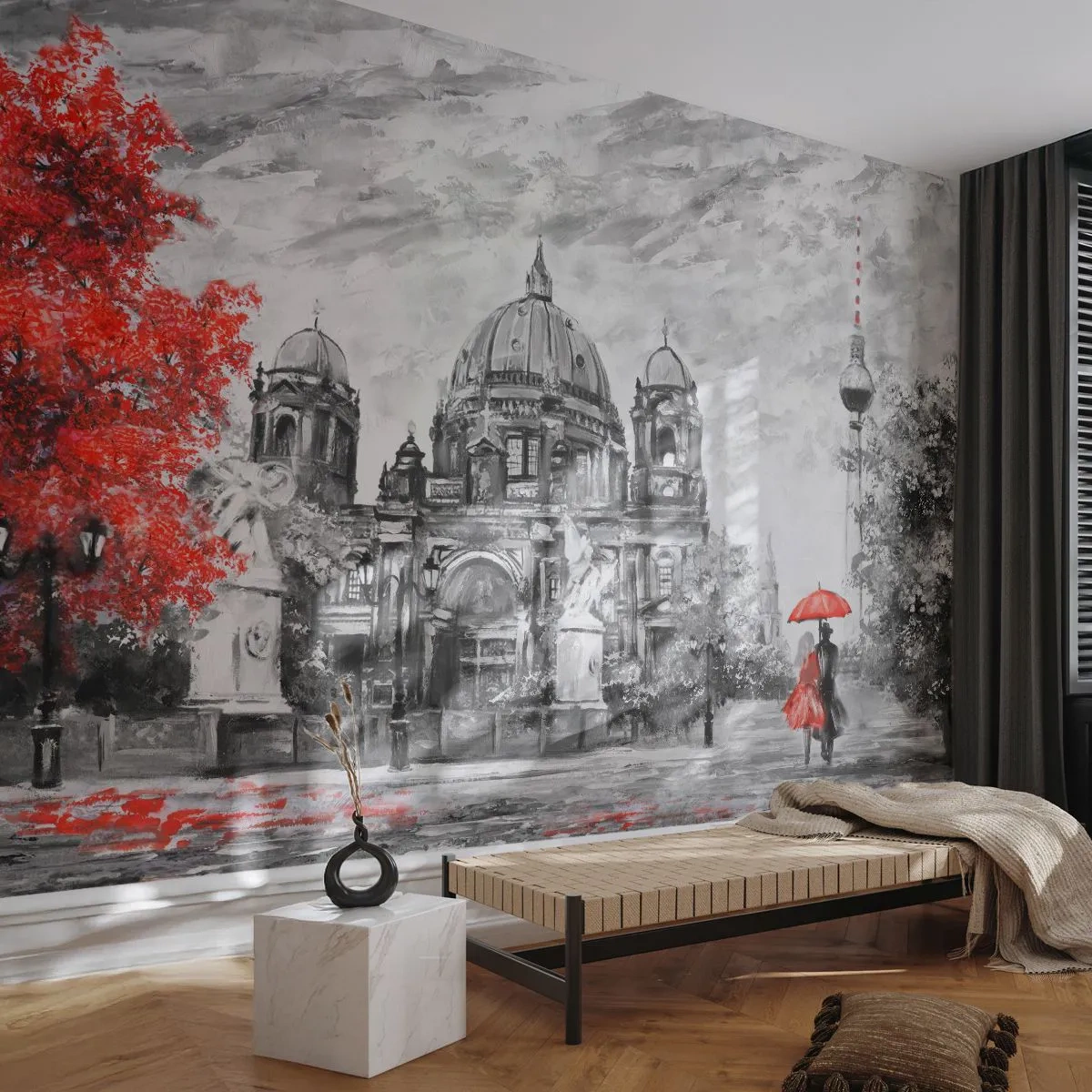 Fototapete Premium Canvas - Berliner Treffen - Stadt, Malerei, Die Architektur - 150x105 cm