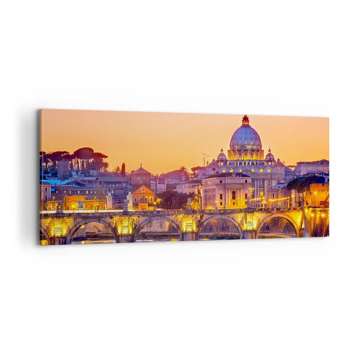 Bild auf Leinwand - Leinwandbild - Sonnenuntergang über der ewigen Stadt - 100x40 cm