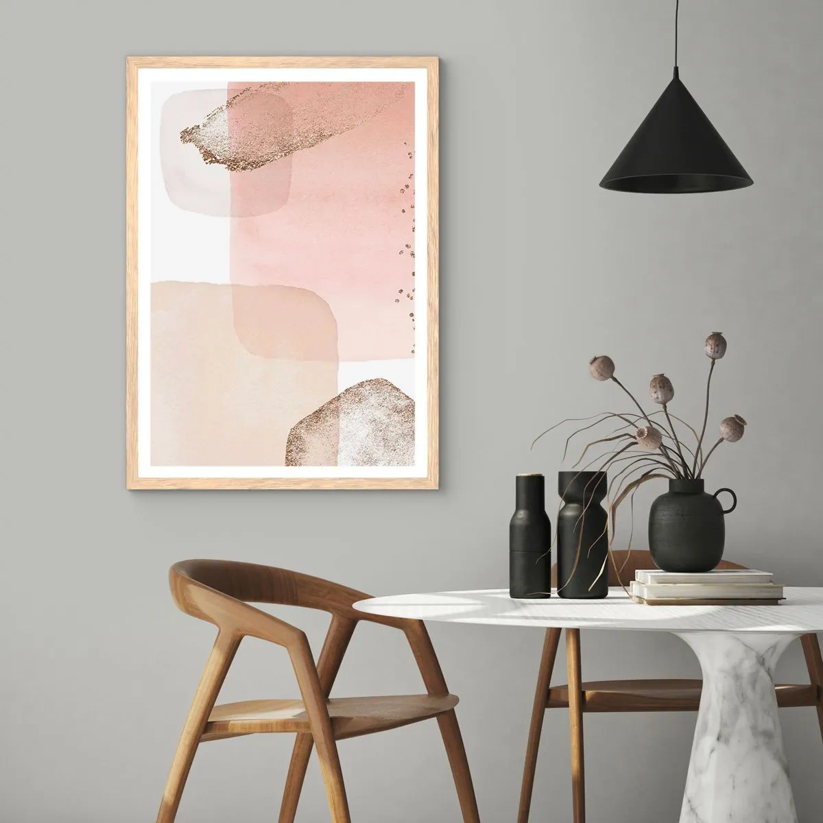 Poster in einem Rahmen aus heller Eiche - Ein Blick durch die Farbe - 40x50 cm