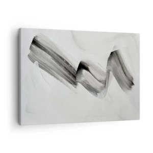 Bild auf Leinwand - Leinwandbild - Abstrakter schwarz-weißer Pinselstrich auf hellem Hintergrund - 70x50cm - Lässig zum Spaß - Moderne Wanddekoration für Wohnzimmer und Schlafzimmer ARTTOR