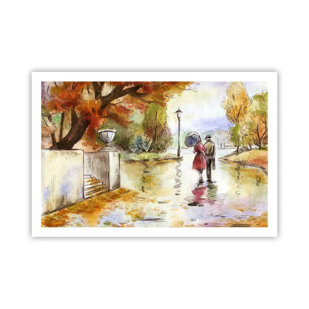 Poster - Romantischer Herbst im Park - 91x61 cm