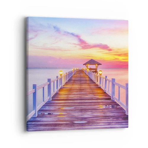 Bild auf Leinwand - Leinwandbild - Die lila-goldene Stille des Abends - 40x40 cm